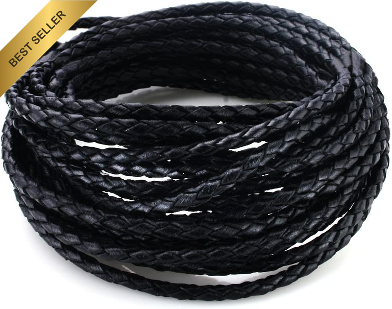 3.0Mm round Folded Bolo Genuine Braided Leather Cords for Bracelet Necklace Jewe