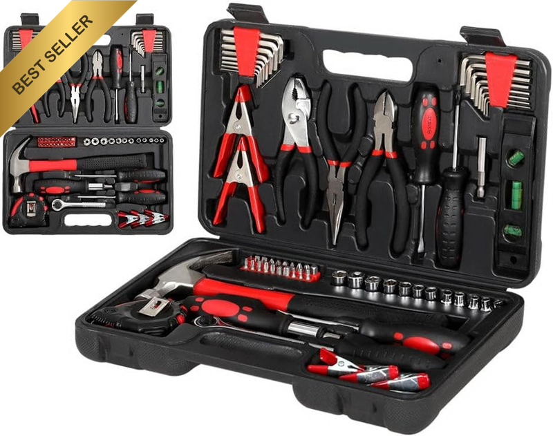 70Pcs Tool Box, Multi Tools Kit Socket Set Hand Toolbox Trolley Chest Organiser 