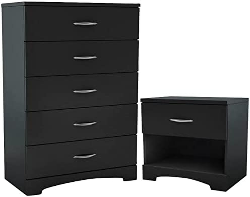 2 Piece Modern Bedroom Furniture Set - 5 Tall Chest of Drawers for Bedroom/Small
