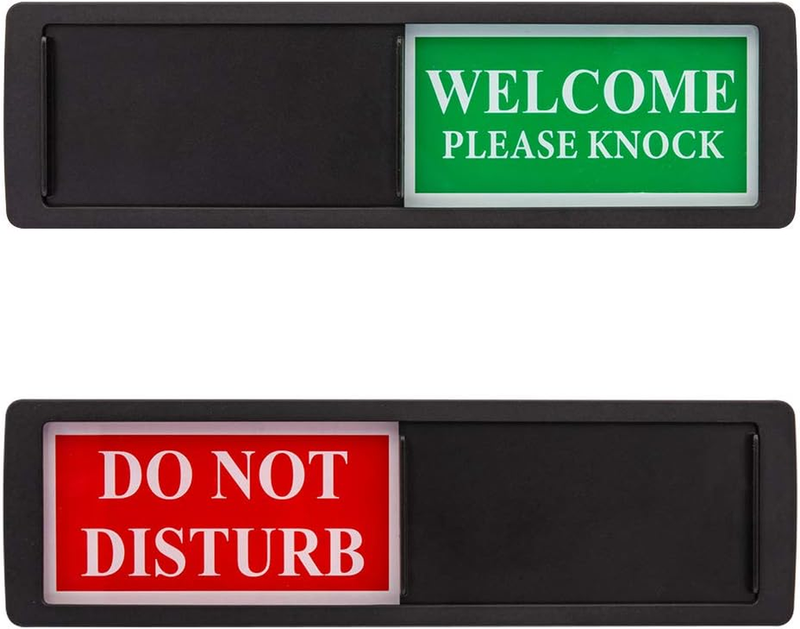 Do Not Disturb Privacy Sign, Please Knock For Home Office Restroom Conference Hospital Hotel, Non-Scratch Magnetic Slider Door Indicator, 7"2" - Silver