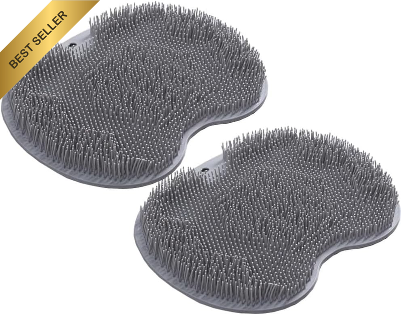 2PCS Shower Foot Scrubber Mat with Non-Slip Suction Cups, Back Exfoliating Bath