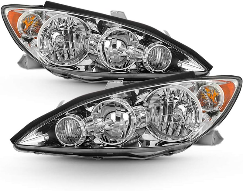 Chrome Headlights Driver Passenger Side for 2005-2006 Toyota Camry LE XLE SE