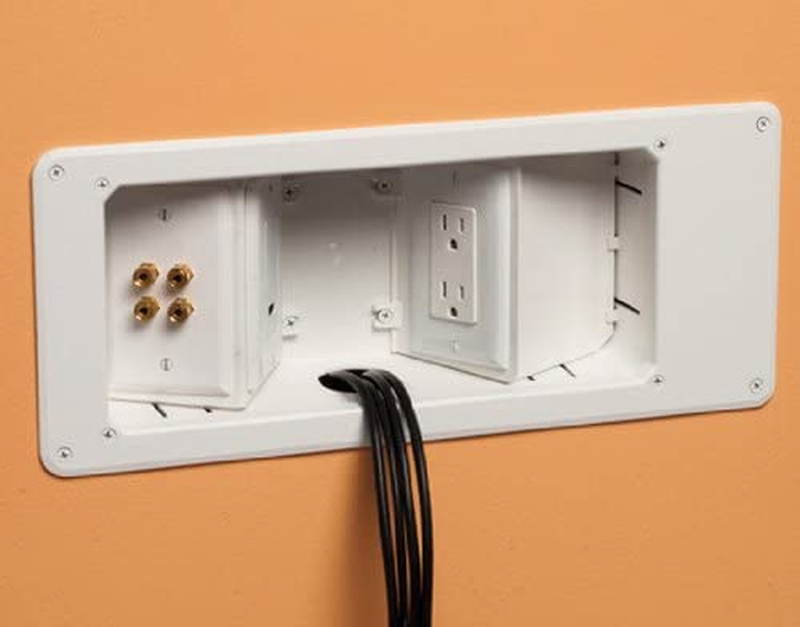 Arlington TVB713 3-Gang Angled TV Box Recessed Outlet Wall Plate Kit, White, 1-P