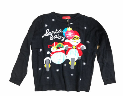 Santa Baby Christmas Damen Jumper Streeck Pullover, schwarz, M