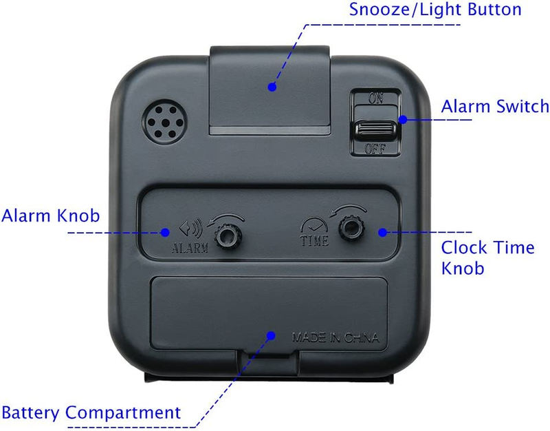 Peakeep Small Battery Operated Analog Travel Alarm Clock Silent No Ticking, Ligh