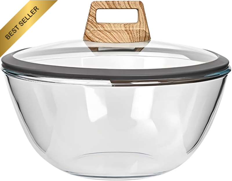 27Cm Kitchen Mixing Bowl with Lid - 4.5L Capacity, Oven & Microwave Safe Glass B
