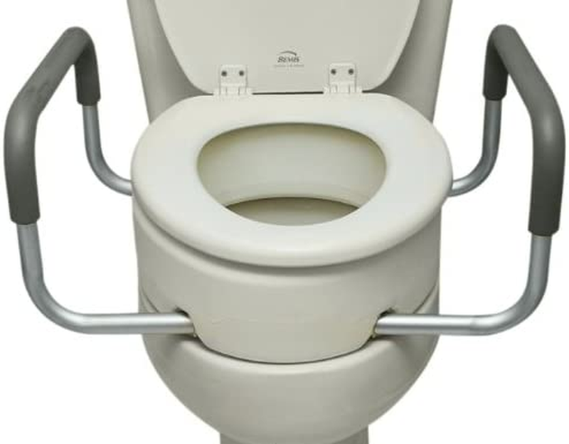 - Elongated Toilet Riser With Padded Aluminum Arms