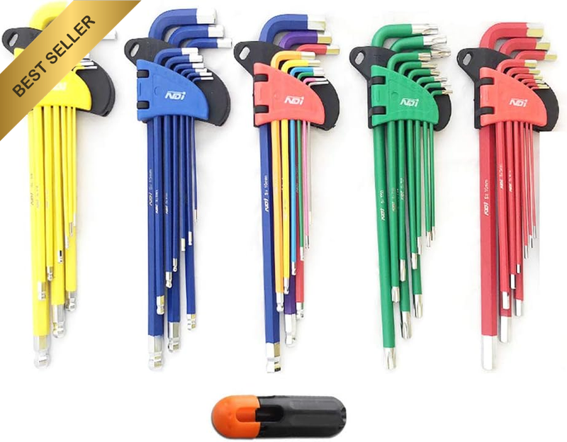 45PC Extra Long Arm Hex Set Metric Imperial Torx Key Wrench
