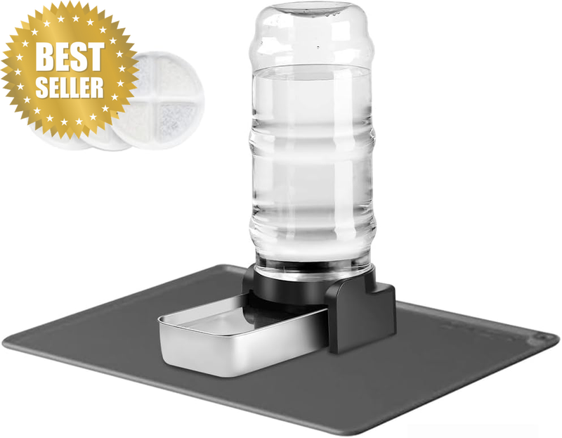 8.6L Dog Water Dispenser, Large Dog Water Dispenser with Placemat and Stainless
