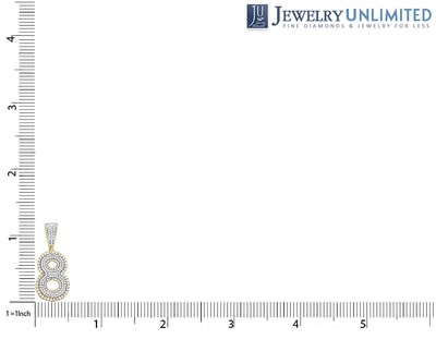 Pre-owned Jewelry Unlimited 10k Two-tone Yellow/white Gold Real Diamond Number Pendant 1.2"