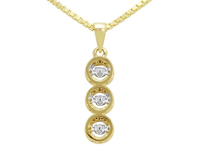 Pre-owned Jewelry Unlimited Ladies 10k Yellow Gold 3 Row Dancing Real Diamond Cluster Pendant 0.55ct 1.1" In G-h