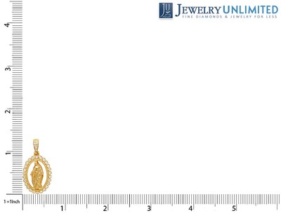 Pre-owned Jewelry Unlimited Men's Virgin Mary Real Diamond Pendant 1/2 Ct 14k Yellow Gold 1.3" In H-i