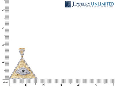 Pre-owned Jewelry Unlimited Men's Real Diamond Evil Eye Pyramid 19/20 Ct Pendant 10k Yellow Gold 1.6" In H-i