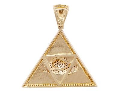 Pre-owned Jewelry Unlimited Men's Real Diamond Evil Eye Pyramid 19/20 Ct Pendant 10k Yellow Gold 1.6" In H-i