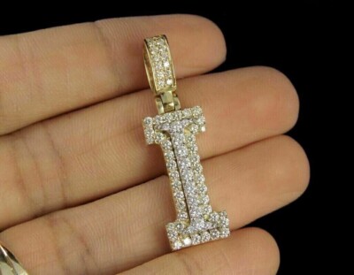 2 CT Round Lab-Created Diamond Initial I Letter Pendant 14K Yellow Gold Plated