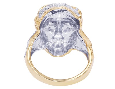 Pre-owned Jewelry Unlimited Men's Jesus Face Real Diamond Pinky Ring 9/20 Ct 10k Yellow-white Gold 23mm