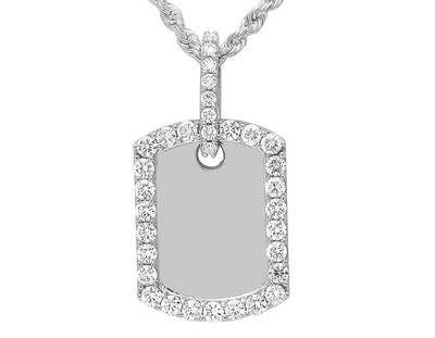 Pre-owned Jewelry Unlimited Dog-tag Egl Certified Vs 3.5ct Real Diamond Pendant 10k White Gold 1.5" In H-i