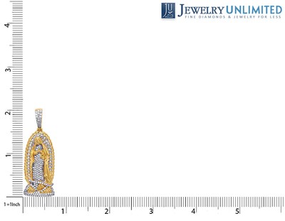 Pre-owned Jewelry Unlimited Men's Mother Mary Real Diamond Pendant 1 5/10 Ct 10k Yellow Gold 2" In G-h