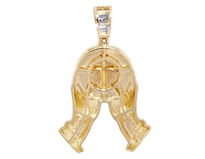 Pre-owned Jewelry Unlimited Men's Praying Hands Medallion Diamond Cross Pendant 1ct 10k Yellow/white Gol...