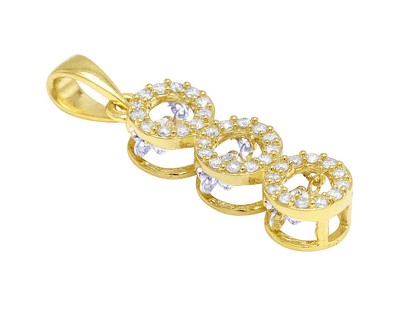 Pre-owned Jewelry Unlimited Ladies 10k Yellow Gold 3 Row Dancing Real Diamond Cluster Pendant 0.55ct 1.1" In G-h