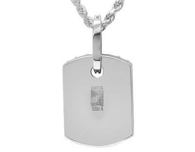 Pre-owned Jewelry Unlimited Dog-tag Egl Certified Vs 3.5ct Real Diamond Pendant 10k White Gold 1.5" In H-i