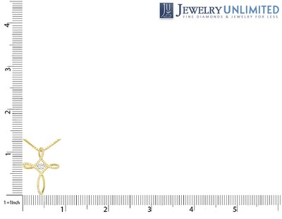 Pre-owned Jewelry Unlimited 10k Yellow Gold Hockey Cross 0.5ct Real Diamond Pendant 1.2"