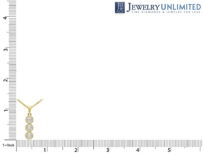 Pre-owned Jewelry Unlimited Ladies 10k Yellow Gold 3 Row Dancing Real Diamond Cluster Pendant 0.55ct 1.1" In G-h