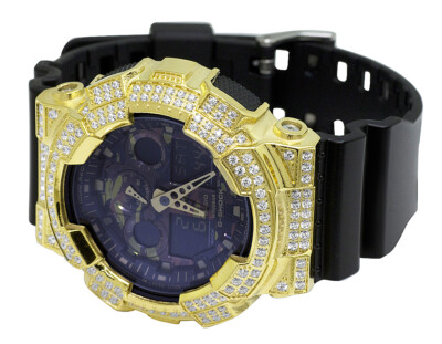 Pre-owned G-shock Casio Shock Ga-100cf-1a9cr Camouflage Simulated Diamond Watch 51mm 6.0 Ct