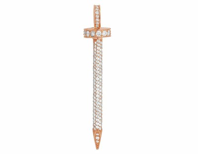 Pre-owned Jewelry Unlimited 14k Rose Gold Nail Real Diamond 2.25" Pendant 2ct