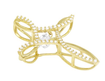 Pre-owned Jewelry Unlimited 10k Yellow Gold Hockey Cross 0.5ct Real Diamond Pendant 1.2"