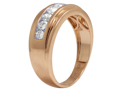 Pre-owned Jewelry Unlimited Men's Real Diamond 7 Stone Channel Wedding Band Ring 10k Rose Gold 1 Ct 9mm In G-h