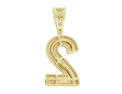 Pre-owned Jewelry Unlimited 10k Two-tone Yellow/white Gold Real Diamond Number Pendant 1.2"