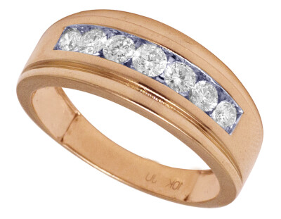 Pre-owned Jewelry Unlimited Men's Real Diamond 7 Stone Channel Wedding Band Ring 10k Rose Gold 1 Ct 9mm In G-h
