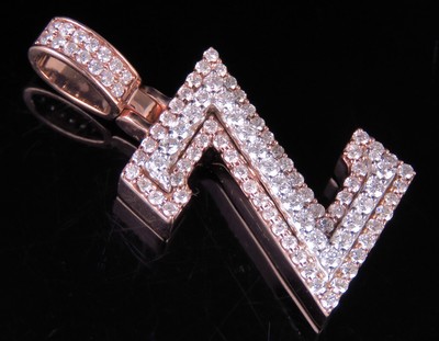 Pre-owned Jewelry Unlimited Custom Letter Z Initial 3d Diamond Pendant 10k Two Tone Gold 1 1/2 Ct 1.5" In G-h