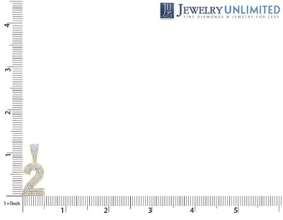 Pre-owned Jewelry Unlimited 10k Two-tone Yellow/white Gold Real Diamond Number Pendant 1.2"