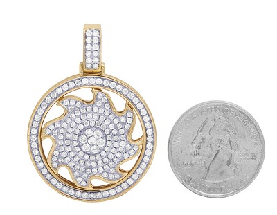 Pre-owned Jewelry Unlimited Men's 10k Yellow Gold Medallion Genuine Diamond Rolling Pendant 2 1/2 Ct 1.0" In G-h