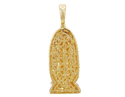 Pre-owned Jewelry Unlimited Men's Mother Mary Real Diamond Pendant 1 5/10 Ct 10k Yellow Gold 2" In G-h