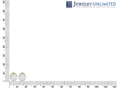 Pre-owned Jewelry Unlimited 10k Yellow Gold Genuine Diamond Round Flower Cluster Stud Earrings 1 Ct 8mm