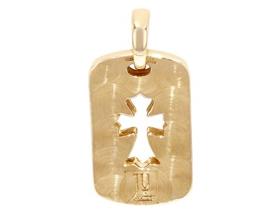 Pre-owned Jewelry Unlimited Men's Hollow Cross Real Diamond Tag Pendant 1 4/5 Ct 10k Yellow Gold 1.5" In G-h