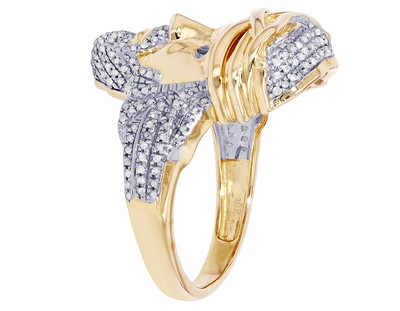 Pre-owned Jewelry Unlimited Men's Jesus Face Real Diamond Pinky Ring 9/20 Ct 10k Yellow-white Gold 23mm