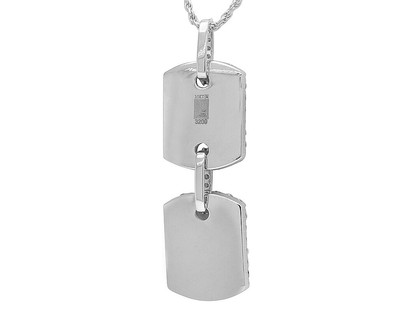 Pre-owned Jewelry Unlimited Double Dog-tag Egl Certified Vvs 12ct Real Diamond Pendant 10k White Gold 2.5"