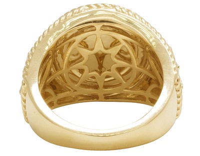 Pre-owned Jewelry Unlimited Mens 10k Yellow Gold Round Nautical Pirate Compass Real Diamond Pinky Ring 1/5ct In H-i