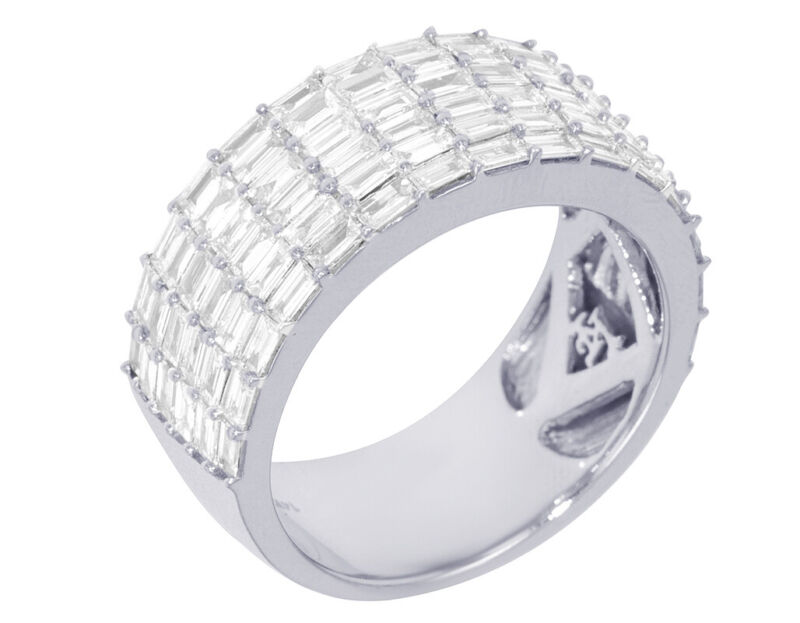 Baguette Band 3ct Real Diamond Ring 14k White Gold