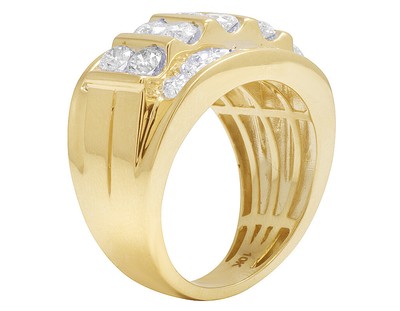 Pre-owned Jewelry Unlimited 10k Yellow Gold Real Diamond Channel Set Mens Pinky Ring 3.15 Ct