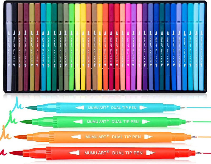35 Dual Markers Pen for Adult Coloring Book, Coloring Brush Art Marker, Fine Tip