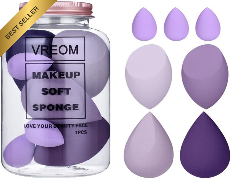 Makeup Sponge 7 Pcs Set for Liquid, Cream, and Powder, Enhanced Make up Applicat