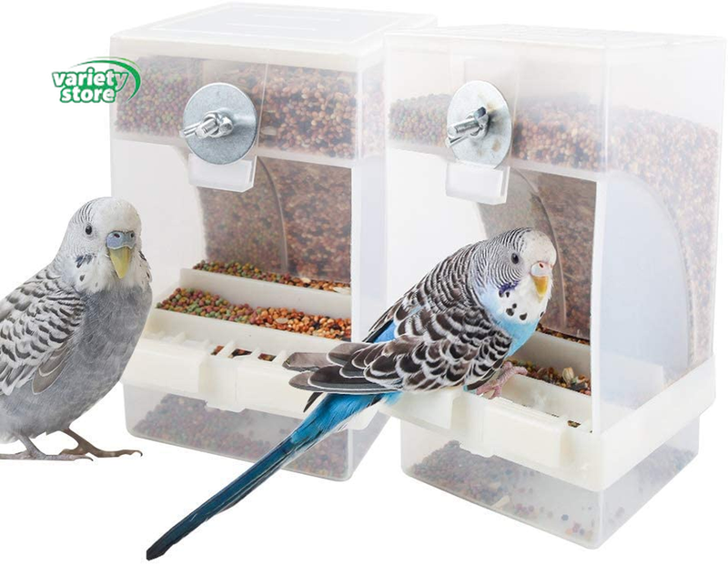 No-Mess Bird Feeder Parrot Automatic Feeder Seed Food Container Perch Cage Acces