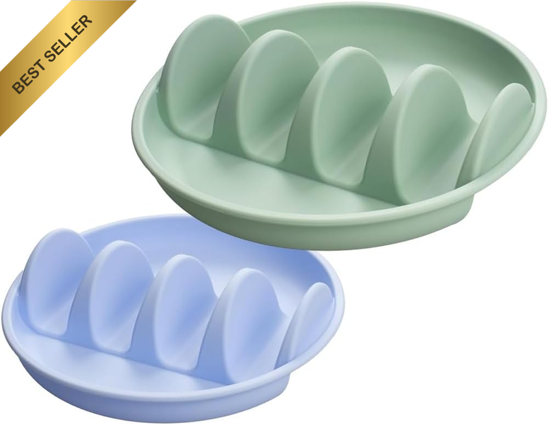 2-Pack Silicone Taco Holder Trays - 9.76" Heat Resistant Tortilla Tray with Stab