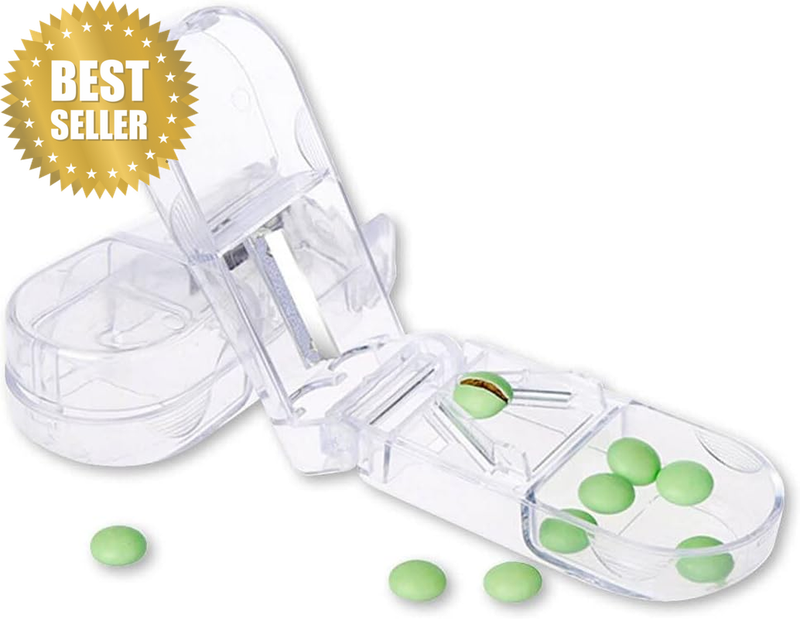 Pill Cutter with Storage, Cut Pills for Easy Swallowing, Strong, Precise Cutting