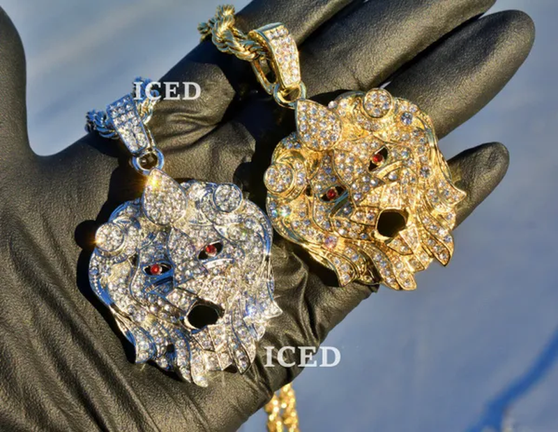 ICED Lab Diamonds Lion Head Pendant & 5Mm 30